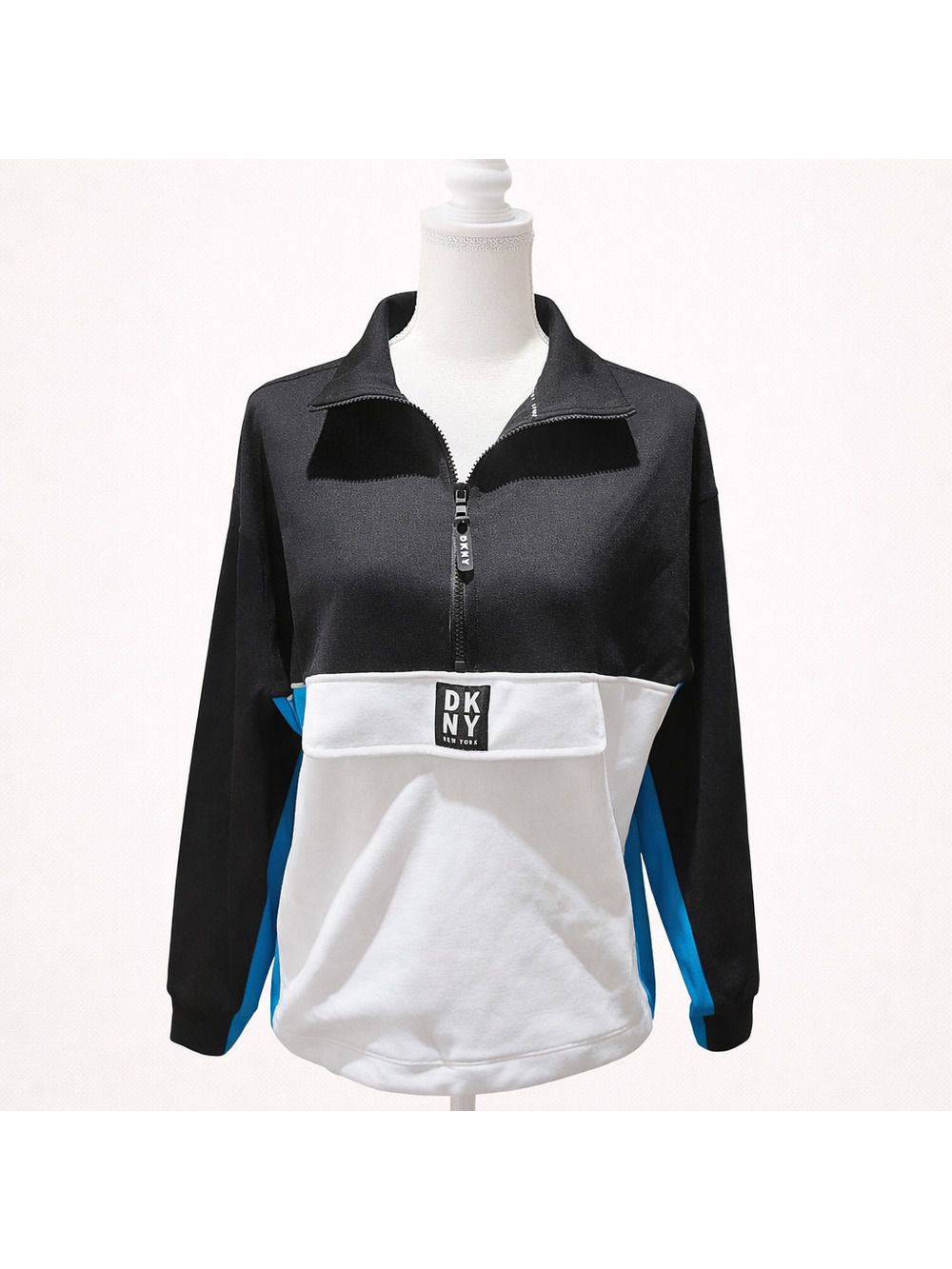 DKNY Sport Quarter Zip Pullover Sweatshirt S Colorblock Athleisure Streetwear